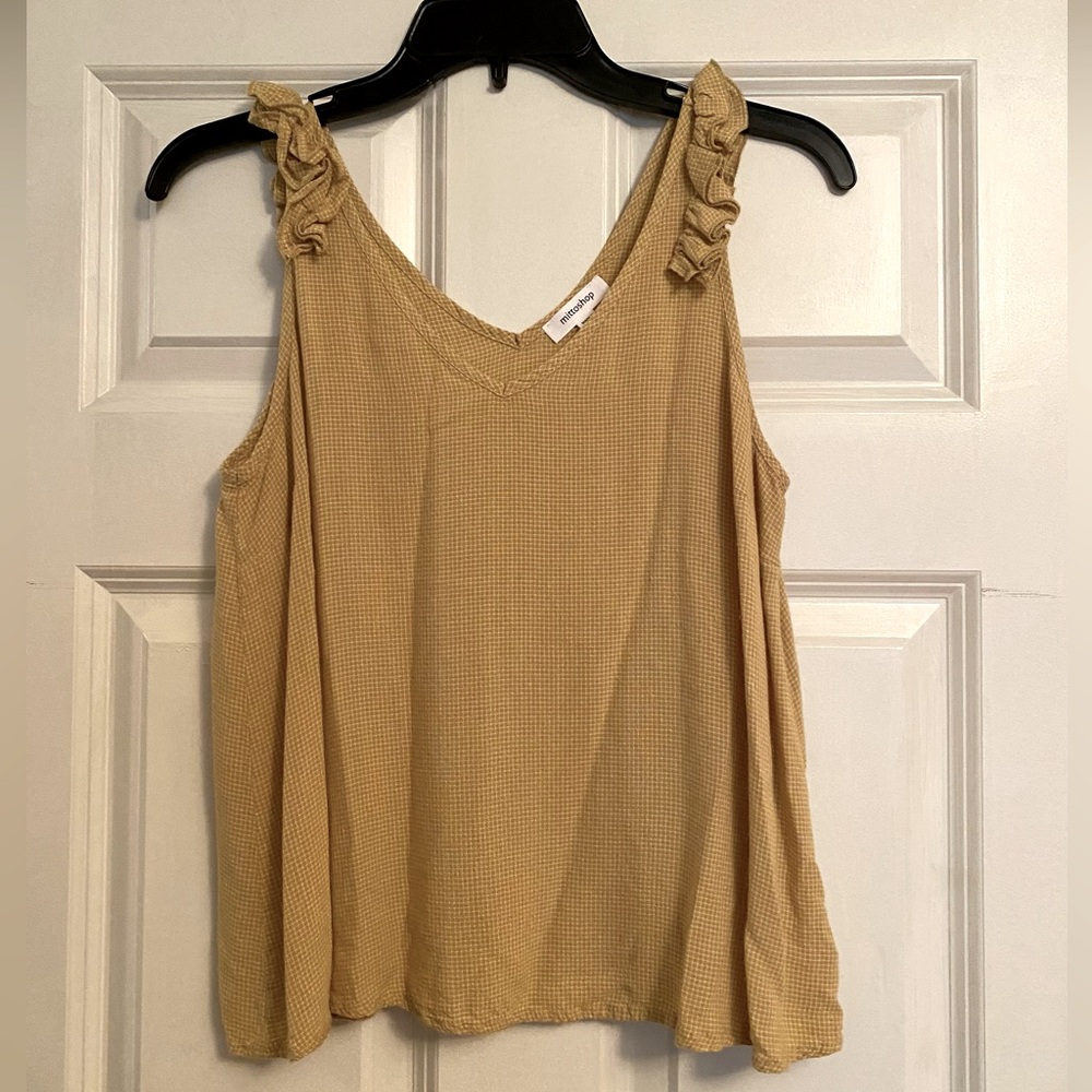 Mittoshop Ruffle Sleeve Tank Top Gingham Yellow size Small
